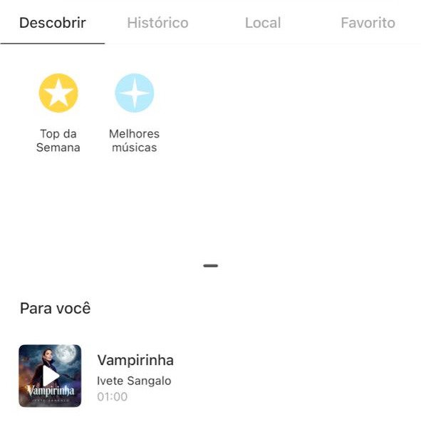 Biblioteca de músicas do Kwai mostrando opções de Top da Semana e músicas populares para adicionar ao vídeo