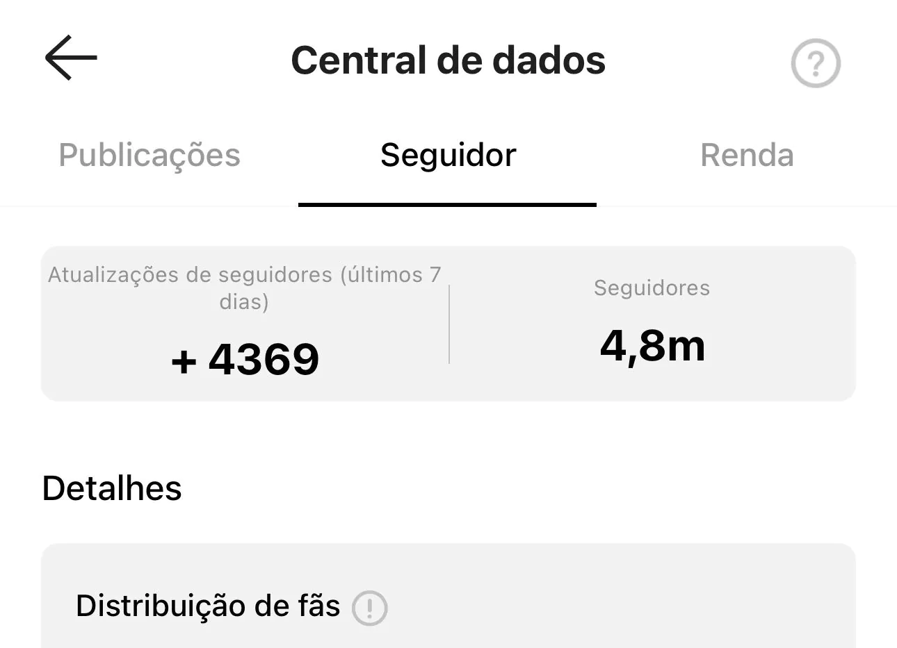 Central de dados do Kwai de Tati Explica mostrando +4369 novos seguidores em 7 dias e 4,8 milhões de seguidores totais Central de dados do Kwai de Tati Explica mostrando +4369 novos seguidores em 7 dias e 4,8 milhões de seguidores totais