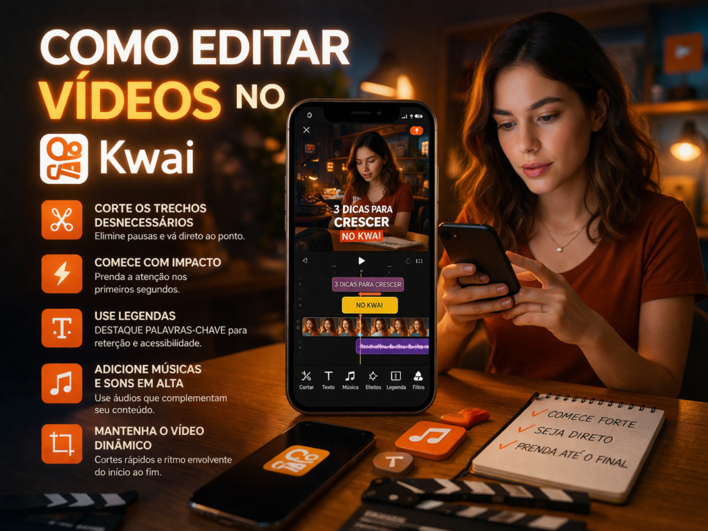 Como editar vídeos no Kwai com dicas de corte, legenda, música e dinâmica para crescer na plataforma
