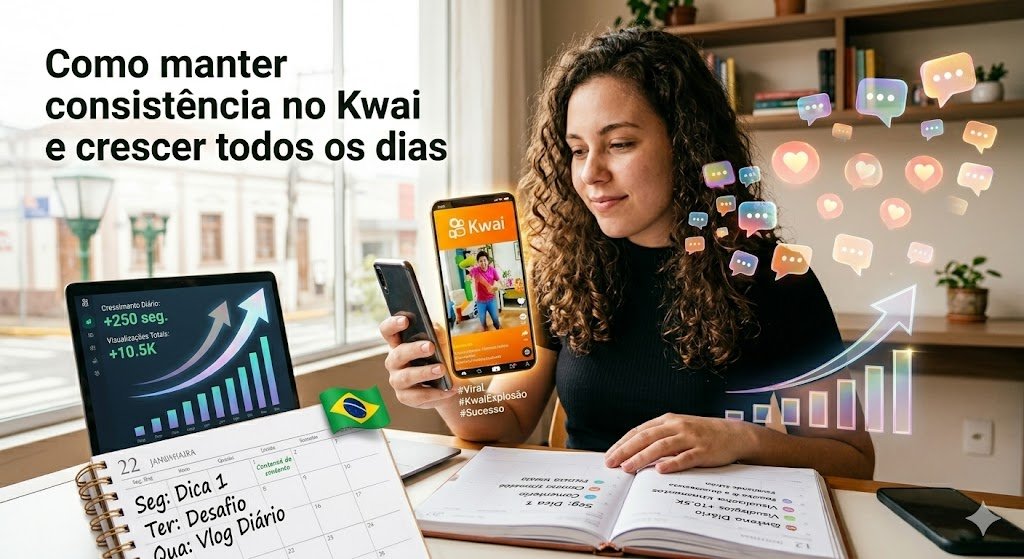 Como manter consistência no Kwai e crescer todos os dias com calendário de conteúdo e gráfico de crescimento diário