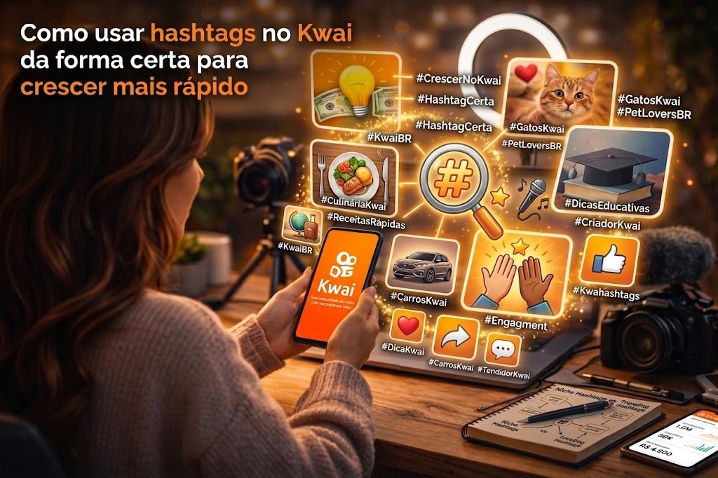 Como usar hashtags no Kwai da forma certa para crescer mais rápido com exemplos de hashtags por nicho