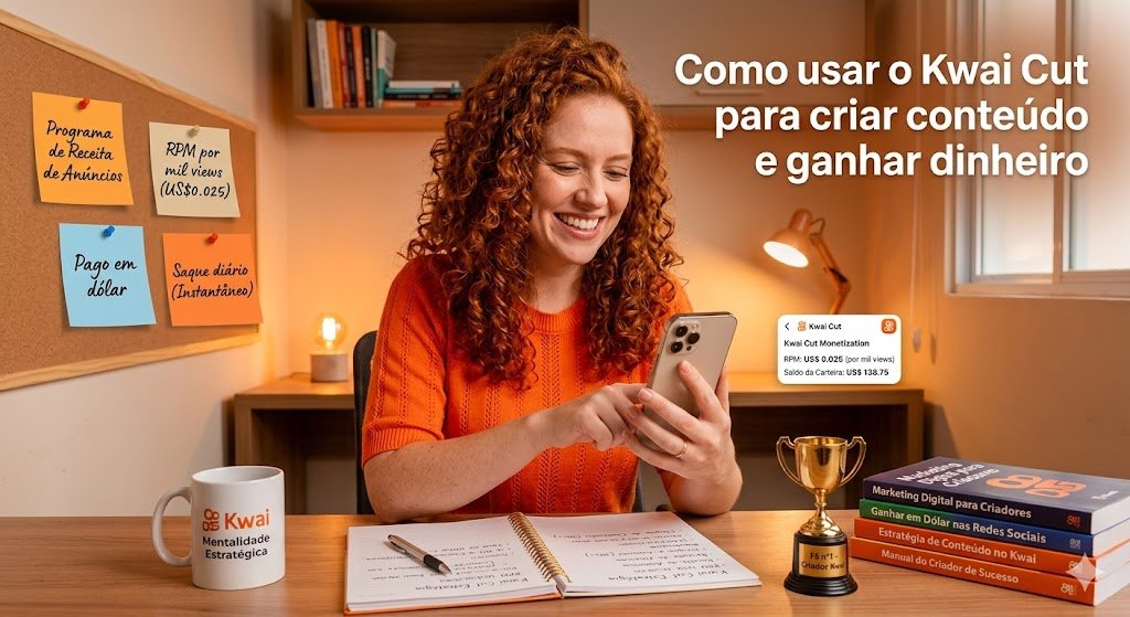Como usar o Kwai Cut para criar conteúdo e ganhar dinheiro com RPM por mil visualizações e monetização em dólar