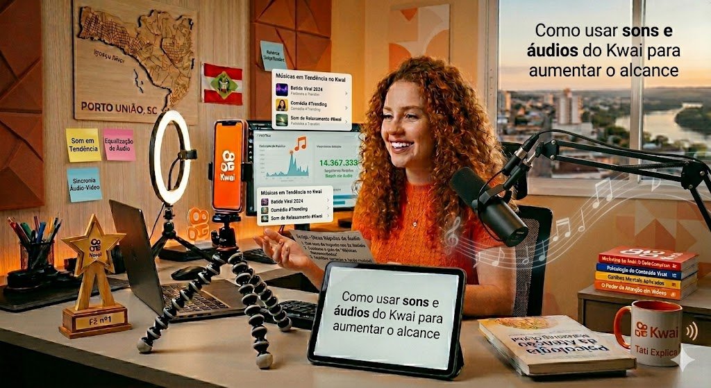 Como usar sons e áudios do Kwai para aumentar o alcance com biblioteca de músicas e estratégia de tendências